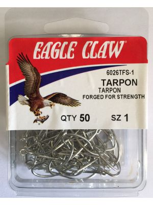 Eagle Claw Fishing Hooks Tarpon Tinned 1 - 50 Hooks